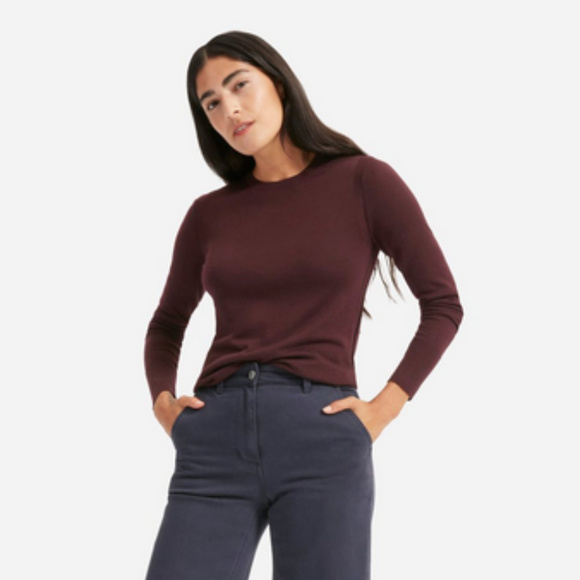 Everlane Sweaters - Everlane | The Luxe Wool Crew in Plum